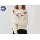 Flower Embroidery Soft And Warm Womens Knit Pullover Sweter Crew Neck