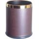 Dark Brown Hotel Room Dustbin 230*H270mm Double Layers Leather
