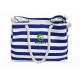 Large Capacity Canvas Striped Bag , Heavy Duty Ladies Beach Bag OEM Accepted