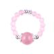 4mm Handmade Gemstone Beaded Ring Adjustable Elastic Pink Cat's Eye Stone Ring For Party Daily Wearing