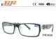 Fashionable reading glasses,made of plastic frame with spring hinge,pattern in the temple