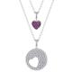 YASVITTI Rhodium Plated CZ Women 925 Sterling Silver Zircon Jewelry Customized Romantic Pink Heart Charm Necklace