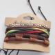 Handmade Genuine Leather Bracelets, Fashion Multilayer Leather Adjustable Wristband Bangle with Multicolor Cords
