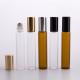 57mm 10ml Cosmetic Glass Bottle With Roller Ball Amber Silver Gold Cap