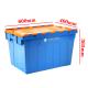 Heavy Duty Stackable Nesting HDPE Plastic Crates With Attached Lid Totes 67 ltr