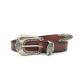 25mm Womens Genuine Leather Belt With Antique Silver Buckle