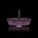 Smooth Countertop Vanity Sinks Diamond Purple Crystal 12mm Square Glass Bathroom Sinks