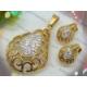 Gold Jewelry Sets Ladies' Filigree Open Heart Pendant Necklace and Earrings 2900924-03