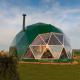Dark Green Glamping Geodesic Dome Tent Material PVC Canvas 6m Prefab Tent