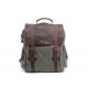 CL-502 Gray Classical Backpack Vintage Canvas Bag with Leather