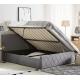 Upholstered Plywood Bed Frame Grey Velvet Fabric With Gas Lift Storage