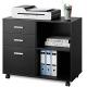 3 Drawer Metal Mobile Lateral Printer Stand Filing Cabinet With Open Storage Shelves