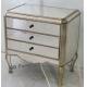 Vintage Mirrored 3 Drawer Bedside Table , Wooden Mirrored Chest Nightstand