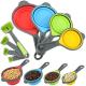 BAP Free Collapsible Silicone Soft Measuring Cups  Measuring Spoons Silicone Kitchen Utensil Tools Travel Measuring Cup