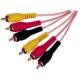 Gold plated Connector Clear PVC 3RCA to 3RCA Video cable  1.5Meter