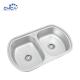1.2mm steel SUS304 commercial stainless steel sink double bowl pressed kitchen sink for village