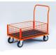 Industry flat wire platform cart, Warehousing logistics steel hand trolley on wheels