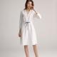 V Neck Collar Womens Casual Linen Dresses With Long Sleeve