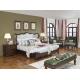 American Western design style Villa Bedroom furniture Fabric Headboard Screen Wood Bed with Leather Bench and  Armchair