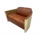 Vintage Aviator Brass Leather Couch Sofa