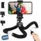 Flexible Phone Tripod Mini Camera Tripod for iPhone, Octopus Tripod with Remote and Phone Holder, 360° Rotating Vlogging