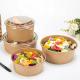 Disposable Take Away Kraft Paper Salad Bowl With PET Lid Kraft Paper Bowl