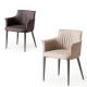 Dining Chair Steel Leg With Arms , Steel And Leather Dining Chairs