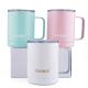 custom thermal porcelain cup, double wall thermal insulation wine and coffee cup stainless steel with handle