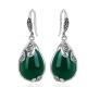 Retro Jewelry Thailand Silver with Marcasite and Green Agate Earrings (JA1750GREEN)