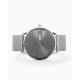 Grey CD Grain Dial Mens Leather Dress Watch Swiss Quartz Movement With Date