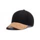 Wooden Brim Black Soft Cotton Baseball Caps , Unisex Plain Baseball Hats With Earflag
