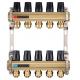 6123 Brass Water Distribution Manifolds Branches Supply / Return Flowrate Tunable with Realtime Temp. Reader