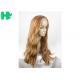 Fashionable Golden Color Long Synthetic Wigs For Girls Cap Size Adjustable