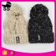 2017 top women 20*24+5cm 109g fashion cheap knitted pom pom clip flower beanie