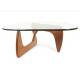 Modern Glass Oval Oak Solid Wood Side Table Simple Style For Living Room