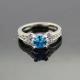 Sterling Silver Engagement Ring with 5mm Round Blue Topaz Cubic Zirconia(F40)