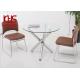 ODM Nordic Modern Kitchen Dining Tables Metal Leg Round Glass Dining Table