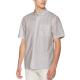 Tab Cuff Loose Linen Cotton Button Down Shirt Mens Grey Short Sleeve Shirt