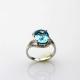Women Jewelry 925 Silver Ring with 8mmx10mm Oval Blue Topaz Cubic Zircon(F13)
