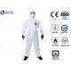 3XL White PE Laminated Fabric With SMS Non-Woven Chemical Resistant Coveralls