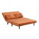 2 Seater Small Double Folding Sofa Bed Orange Velvet Upholstered Trundle Daybed