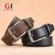 First Layer Cowhide Leather Belt Simple Needle Seven Level Electroplated Buckle