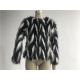 Black / White Short Ladies Faux Fur Coats Round Neckline With 3/4 Sleeve TWS014553