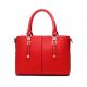 Portable Red Leather Shoulder Handbags / Tote Handbags Safe Outside Pockets