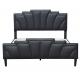 Metal Platform Upholstered Bed Frame OEM Modern Queen Size PU Leather Black