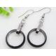 Stainless Steel Dangle Earrings with Black Hoop 1320320