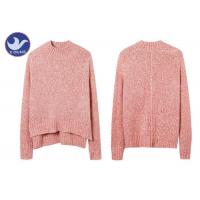 Wool Mohair Melange Womens Knit Pullover Sweater High-Low Side Slit Winter Jumper