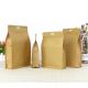 Recycled Clear stand up Square bottom Kraft Zipper paper bag without Window