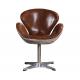 Brown,Black Vintage Retro Swan Retro Leather Swivel Chair With Aluminum Back Covered