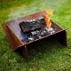 Custom Wood Burning Rusty Metal Corten Steel Geometric Fire Pit With Grill